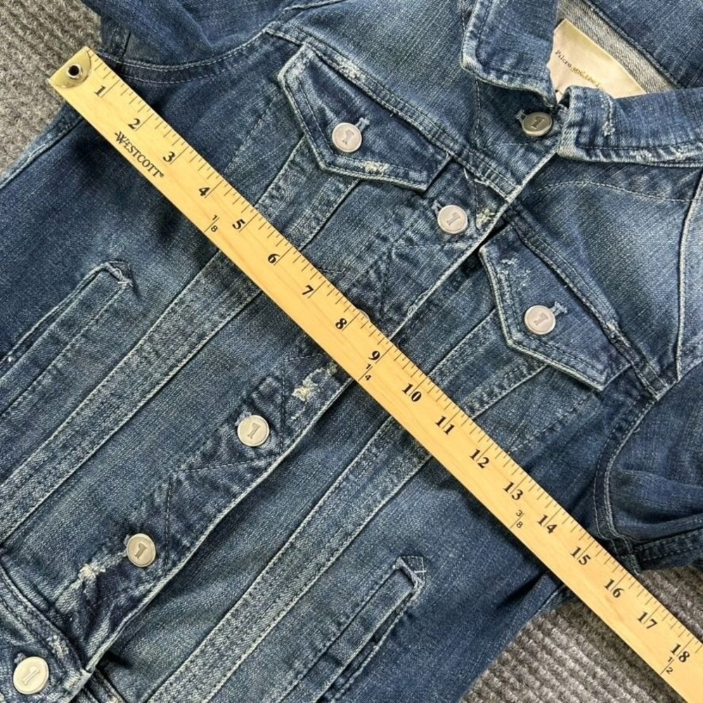 Anthropologie Pilcro The Letterpress Button Up Denim Trucker Jacket Womens Small - Picture 9 of 12